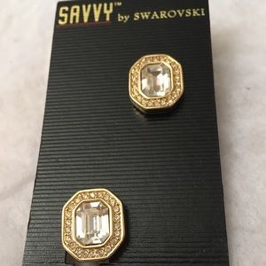 Savvy by Swarovski crystal gold-tone clip earrings